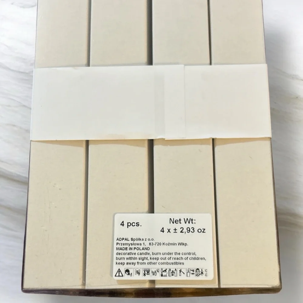 NWT ADPAL Ivory Spiral Ribbon Tapered Candlesticks Unscented & Handmade